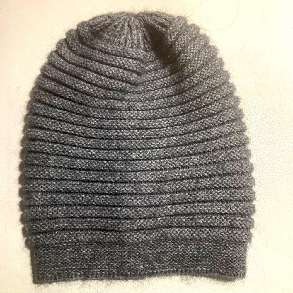 RAFFAELLO BERTINI Acrylic Mohair and Wool Blend Ribbed Slouchy Beanie Hat